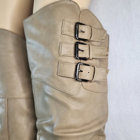 * Nature Breeze Over The Knee Light Khaki Riding Boots - Picture 4 of 7